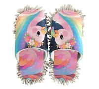 ZRWLUCKY Bird and Star Mop Slippers Shoes for Floor Cleaning Kitchen Dust Mopping Washable Microfiber House Slippers