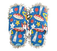 ZRWLUCKY Blue Simple Pattern Mop Slippers Shoes for Floor Cleaning Kitchen Dust Mopping Washable Microfiber House Slippers