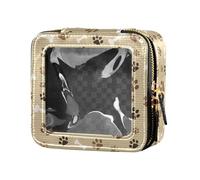 ZRWLUCKY Brown Cosmetic Bag with Transparent Dog Prints and Bones, Small Toiletries Travel Travel Travel Organizer Brown Cute Dog Footprints Bone Brown Beautiful Dog Bone, Brown Beautiful dog bone
