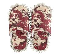 ZRWLUCKY Camouflage Burgundy Pattern Mop Slippers Shoes for Floor Cleaning Washable Microfiber House Kitchen Dust Mopping Slippers