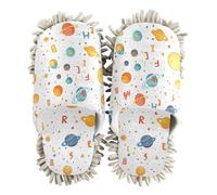 ZRWLUCKY Cartoon Outer Planet Colorful Mop Slippers Shoes for Floor Cleaning Kitchen Dust Mopping Washable Microfiber House Slippers
