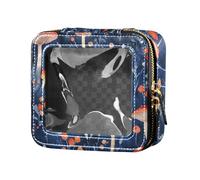 ZRWLUCKY Clear Toiletry Bag with Red and Royal Blue Mushrooms, Royal Blue Red Mushrooms, Royal Blue Red Mushrooms, Royal Blue Red Mushrooms
