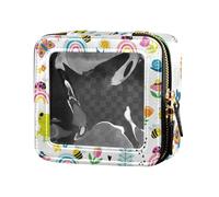 ZRWLUCKY Colrful Cartoon Waking Makeup Bag, Transparent Travel Toiletries Cosmetic Bag with Zipper for Fly, Cool Cartoon Cold Cartoon, Cold cartoon