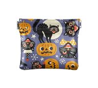 ZRWLUCKY Creepy Cat Wallet Leather Halloween Pumpkins for Travel with Closure Halloween Pumpkins with Creepy Cats, 10 x 9 cm (L x W x H) Print Halloween Pumpkins with, Halloween pumpkins with creepy