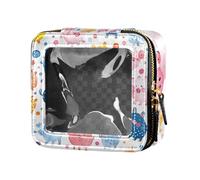 ZRWLUCKY Cute Colorful Pig White Clear Makeup Bags Toiletry Bag with Zipper Cosmetic Bags for Flying, cute colorful pig white