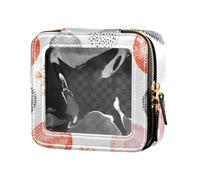 ZRWLUCKY Cute Cute White Sea Urchin White Sea Urchin Transparent Leather Travel Makeup Bag with Zipper, Cute White Sea Urchin