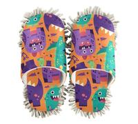 ZRWLUCKY Cute Monsters Dinosaur Cartoon Halloween Mop Slippers Shoes for Floor Cleaning Kitchen Dust Mopping Washable Microfiber House Slippers