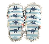 ZRWLUCKY Dinosaurs and Stripes Blue Mop Slippers Shoes for Floor Cleaning Kitchen Dust Mopping Washable Microfiber House Slippers