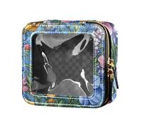 ZRWLUCKY Florals Lavender Delphinium Blue Clear Makeup Bag Small Toiletry Bags Portable Make Up Organizer for Travel, Florals lavender Delphinium Blue