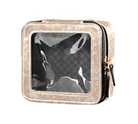 ZRWLUCKY Flowers Country Style Peach Cute Travel Makeup Bag Clear Travel Toiletry Bag Leather Cosmetic Bag for Women, Flowers country style peach