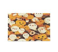 ZRWLUCKY Hallowmas Monsters Orange Wooden Jigsaw Puzzles for Adults, 1000 Pieces, 19.7 x 29.5 inches, Puzzle for Family Game Play