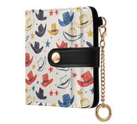 ZRWLUCKY Hand Painted Cowboy Hat Women's Minimalist Folding Wallet Convenient PU Leather Folding Wallet for Girls Women Ladies