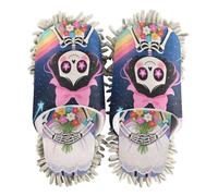 ZRWLUCKY Happy Skull Mop Slippers Shoes for Floor Cleaning Washable Microfiber House Kitchen Dust Mopping Slippers