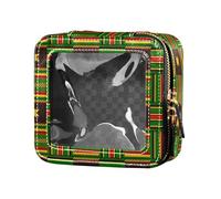 ZRWLUCKY Kent Cloth African Textile Ethnic Transparent Makeup Bag Travel Bag for Toiletries Portable Makeup Organizer for Travel, Kent Fabric African Textile Ethnic, African Kente Fabric, African