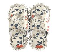 ZRWLUCKY Lovely Flowers Beige Mop Slippers Shoes for Floor Cleaning Washable Microfiber House Kitchen Dust Mopping Slippers