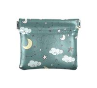 ZRWLUCKY Magic Moon and Star PU Leather Small Coin Purse Unique Cosmetic Bags for Purse for Women, Multicolor, 4.33"(L) x 3.74"(W) x 0.39"(H), Print