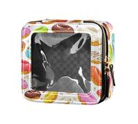 ZRWLUCKY Makeup bag transparent colorful donuts enamel waterproof travel makeup bag ladies colorful glazed donuts icons, colorful, glazed, donuts, icons, Colorful, glazed, donuts, icons