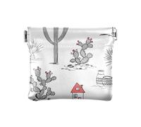 ZRWLUCKY Mexican Cactus Tropical Women Leather Coin Purse Fancy Mini Makeup Bag for Girls Women Ladies, Multicolor, 4.33"(L) x 3.74"(W) x 0.39"(H), Print