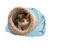 ZRWLUCKY Ocean Blue Sea Predator Bag Bed Cave for Cat for Indoor Cats Kitten's Mat Pad Sack Cold Weather Soft & Wrap Semienclosed