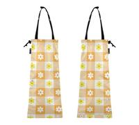 ZRWLUCKY Pack of 2 Foldable Garbage Bags with Orange Check Pattern Fiore Plaid Orange 8.7 x 19.3 - 2 Pack, Modern, Fiore Plaid Orange, 8.7 x 19.3 - 2 Pack, modern