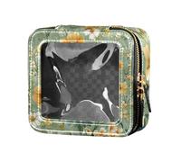 ZRWLUCKY Pansy Carnation Green Mini Clear Makeup Bag Clear Toiletry Bag with Zipper Cosmetic Bags for Women, Pansy Carnation Green