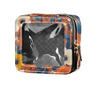 ZRWLUCKY Pansy Terracotta Clear Small Makeup Bag Toiletry Bag with Zipper Leather Organizer Bags for Traveling, Pansy Terracotta