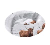 ZRWLUCKY Pet Cat Bed Anxiety Relief fluffier Dog & Cat Cushion for Extra Small Size Pets Supplies Winter Cow Field