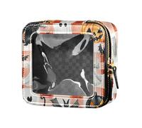 ZRWLUCKY Pumpkins and Monsters Check Red Waterproof Clear Makeup Bag Toiletry Bags Cosmetic Bag with Zipper for Travel, Pumpkins and Monsters check red