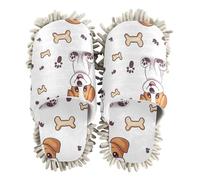 ZRWLUCKY Puppies and Bones White Mop Slippers Shoes for Floor Cleaning Kitchen Dust Mopping Washable Microfiber House Slippers