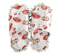 ZRWLUCKY Red Mushrooms Mop Slippers Shoes for Floor Cleaning Washable Microfiber House Kitchen Dust Mopping Slippers