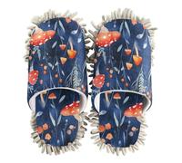 ZRWLUCKY Red Mushrooms Royal Blue Mop Slippers Shoes for Floor Cleaning Kitchen Dust Mopping Washable Microfiber House Slippers