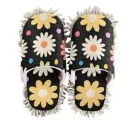 ZRWLUCKY Retro Flower Pattern Mop Slippers Shoes for Floor Cleaning Washable Microfiber House Kitchen Dust Mopping Slippers