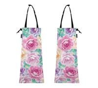 ZRWLUCKY Small Car Trash Bin, 2 Pieces Car Trash Bags, Spring Flowers, Blooming Spring Peony Meadow Flower, 8.7 x 19.3 - 2 Pack, Modern, Flowering spring peony meadow flower, 8.7 x 19.3 - 2 Pack,