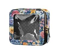 ZRWLUCKY Small Delphinium Rose Blue Clear Makeup Bag Travel Bags for Toiletries Makeup Bag Organizer for Travel, small Delphinium Rose Blue