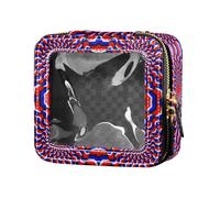 ZRWLUCKY Small Makeup Bag with Eternal Rotation Illusion Red Blue Transparent for Leather Toiletry Bag Mini Travel Cosmetic Container, Perpetual Rotation Illusion Red, Perpetual Rotation Illusion,