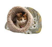ZRWLUCKY Snowy Owl Cat Cave Bed Sleeping Bag for Cats Puppy Kitten's Hideaways Winter Soft Plush Wrap Semienclosed