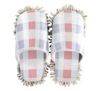 ZRWLUCKY Squares White Orange Mop Slippers Shoes for Floor Cleaning Kitchen Dust Mopping Washable Microfiber House Slippers