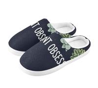 ZRWLUCKY Succulents Obsession Men's Women's House Slipper with Memory Foam Fuzzy Slipper Cozy Bedroom Shoes