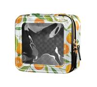 ZRWLUCKY Transparent Makeup Bags with Orange Floral Pattern and Culture Fruits Travel Organiser Floral Pattern Orange Fruits Floral Pattern Orange Fruits, floral pattern orange fruits