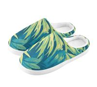 ZRWLUCKY Tropical Palm Tree Men's Womens House Slipper with Memory Foam Soft Fuzzy Slipper Warm Winter Cozy Slippers for Home Outdoor