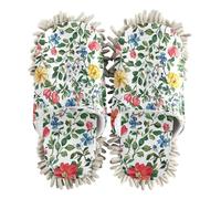 ZRWLUCKY Tudor Rose Beauty Flowers Mop Slippers Shoes for Floor Cleaning Kitchen Dust Mopping Washable Microfiber House Slippers