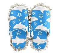 ZRWLUCKY White Fish Pattern Mop Slippers Shoes for Floor Cleaning Washable Microfiber House Kitchen Dust Mopping Slippers