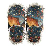 ZRWLUCKY Winter Forest Fox Mop Slippers Shoes for Floor Cleaning Kitchen Dust Mopping Washable Microfiber House Slippers