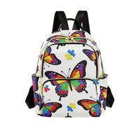 ZRWLUCKY Women Backpack All Over Print Quilted Backpack School for Female User, Butterfly Puzzle, S, Casual