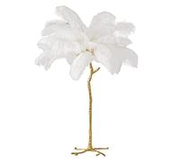 ZRYBH Floor Lamps for Living Room, Modern Luxury Real Ostrich Resin Feather Floor Lamp, Romantic Princess Bedroom Standing Lamp for Bedroom/Dining Room/Living Room with E14 Bulb (White 110 * 170CM)