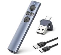 ZRZLMVP 2-in-1 USB Type C Presentation Clicker - Rechargeable Clicker for PowerPoint Presentation Pointer, RF 2.4GHz PPT Pointer Clicker, Presenter Clicker Remote Slide Advancer for Mac, PC, Laptop