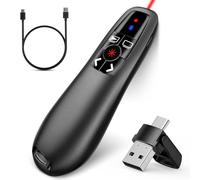 ZRZLMVP Presentation Clicker - Rechargeable Clicker for PowerPoint Presentation Pointer, 2-in-1 USB Type C PPT Pointer Clicker, RF 2.4GHz Presenter Clicker Remote Slide Advancer for Mac, PC, Laptop