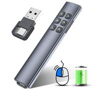 ZRZLMVP Presentation Clicker with Air Mouse - Rechargeable USB C PowerPoint Clicker Presentation Pointer, RF 2.4GHz Wireless Presenter Remote, PPT Pointer Clicker Slide Advancer for Mac, PC, Laptop