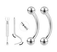 ZS 1 Pair 16G/18G Titanium Curved Straight Barbell - Tiny Eyebrow Piercing Jewelry Tongue Lip Nipple Rook Ear Rings for Women Men 6mm/8mm/10mm/12mm, 16g, Length:12mm, Titanium, no gemstone