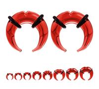 ZS 1 Pair Glass Septum Stretching Kit Set - C Shape Pincher Tapers with O-Rings & Grooved, 6G to 5/8" Buffalo Septum Retainers Rings for Nose Ear Piercing Jewelry, 4g(5mm), Glass, no gemstone